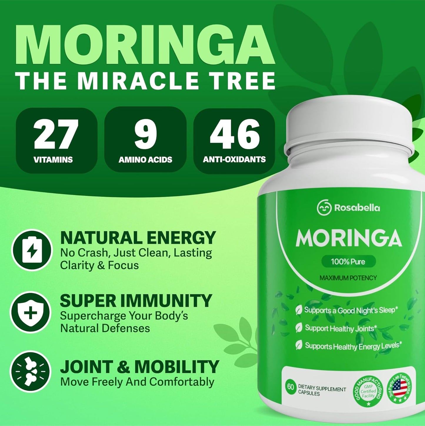 Rosabella Moringa Powder Capsules
