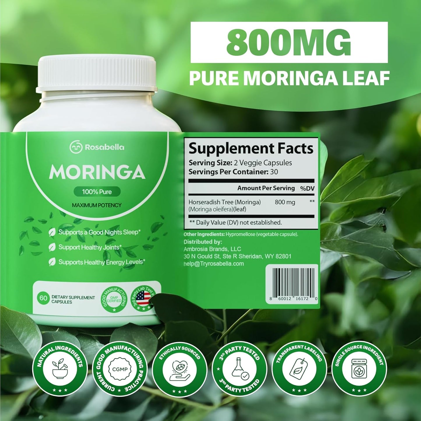 Rosabella Moringa Powder Capsules